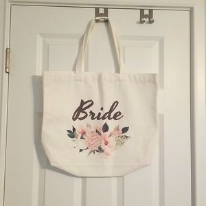 Bride Tote Bag, White, Floral